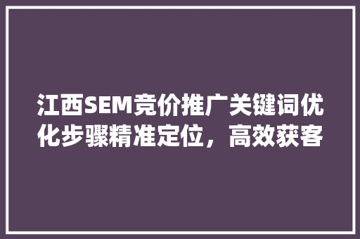 江西SEM竞价推广关键词优化步骤精准定位，高效获客_江西sem竞价推广关键词优化