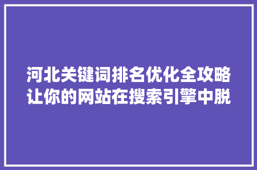 河北关键词排名优化全攻略让你的网站在搜索引擎中脱颖而出_河北关键词排名优化步骤