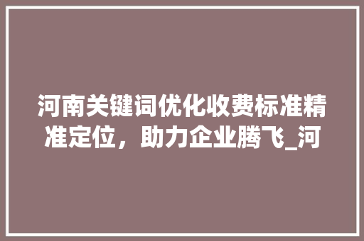 河南关键词优化收费标准精准定位，助力企业腾飞_河南关键词优化如何收费