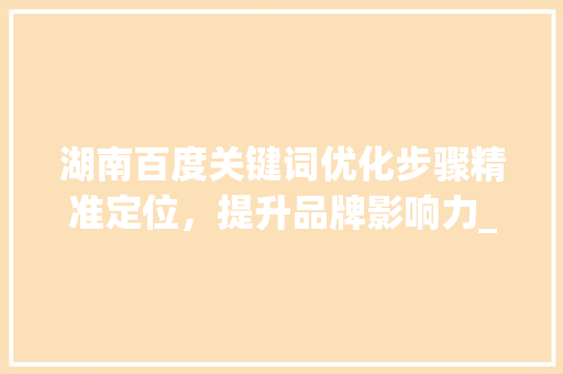 湖南百度关键词优化步骤精准定位，提升品牌影响力_湖南百度关键词优化