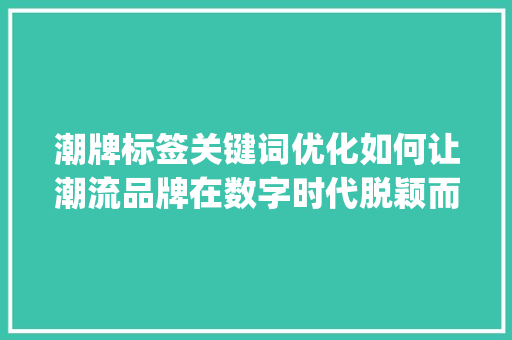 潮牌标签关键词优化如何让潮流品牌在数字时代脱颖而出_潮牌标签关键词优化软件