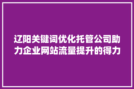 辽阳关键词优化托管公司助力企业网站流量提升的得力助手_辽阳关键词优化托管公司