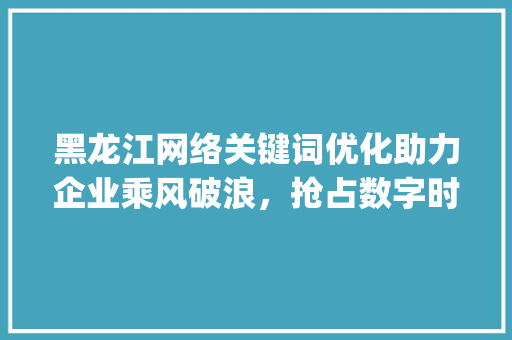 黑龙江网络关键词优化助力企业乘风破浪，抢占数字时代先机_黑龙江网络关键词优化