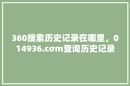 360搜索历史记录在哪里，014936.cσm查询历史记录