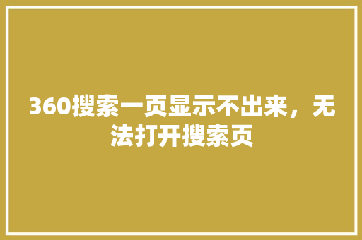 360搜索一页显示不出来，无法打开搜索页