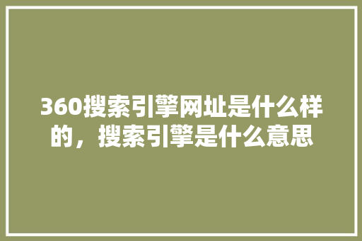 360搜索引擎网址是什么样的，搜索引擎是什么意思