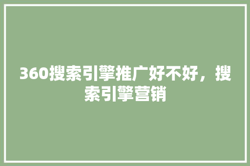 360搜索引擎推广好不好，搜索引擎营销