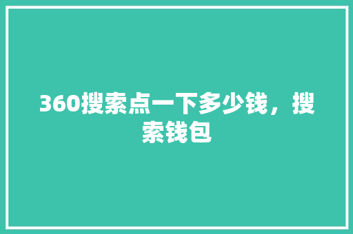 360搜索点一下多少钱，搜索钱包