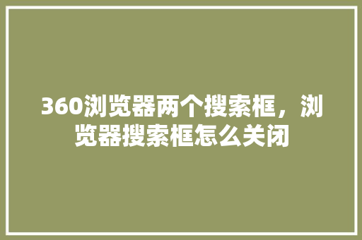 360浏览器两个搜索框，浏览器搜索框怎么关闭