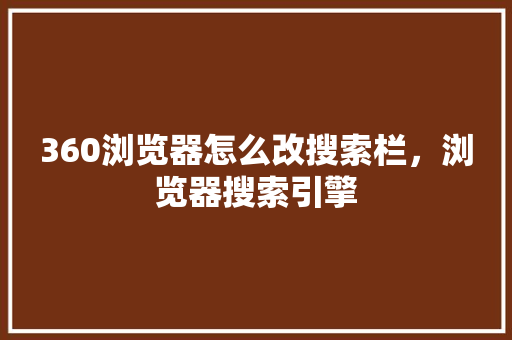 360浏览器怎么改搜索栏，浏览器搜索引擎
