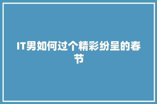 IT男如何过个精彩纷呈的春节