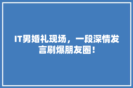 IT男婚礼现场，一段深情发言刷爆朋友圈！