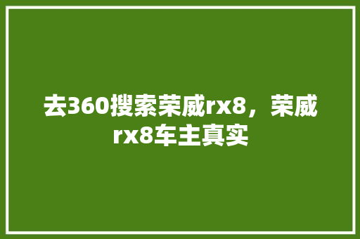 去360搜索荣威rx8，荣威rx8车主真实