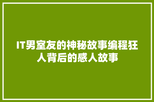 IT男室友的神秘故事编程狂人背后的感人故事