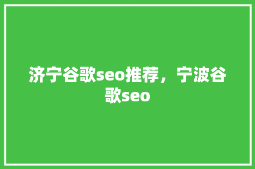 济宁谷歌seo推荐，宁波谷歌seo