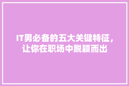IT男必备的五大关键特征，让你在职场中脱颖而出