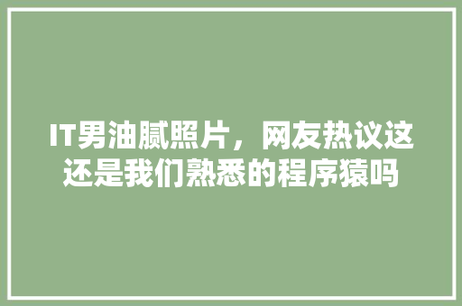 IT男油腻照片，网友热议这还是我们熟悉的程序猿吗