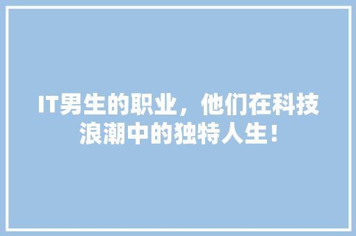IT男生的职业，他们在科技浪潮中的独特人生！ 响应式设计