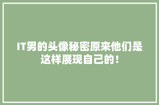 IT男的头像秘密原来他们是这样展现自己的！ 网站建设