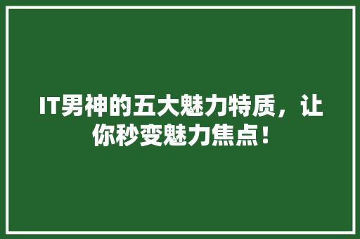 IT男神的五大魅力特质，让你秒变魅力焦点！ 市场营销范文