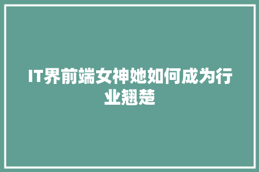 IT界前端女神她如何成为行业翘楚 缓存Redis