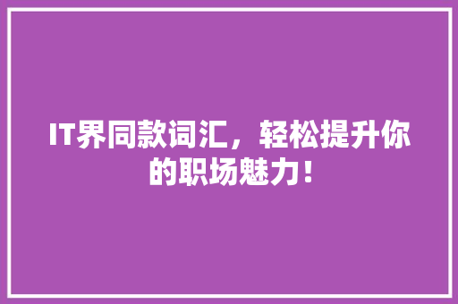IT界同款词汇，轻松提升你的职场魅力！