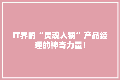 IT界的“灵魂人物”产品经理的神奇力量！ 商务信函