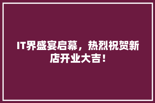 IT界盛宴启幕，热烈祝贺新店开业大吉！