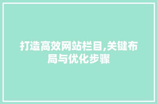 打造高效网站栏目,关键布局与优化步骤