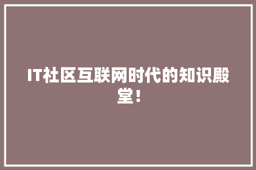 IT社区互联网时代的知识殿堂！