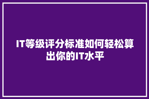 IT等级评分标准如何轻松算出你的IT水平