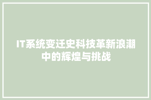 IT系统变迁史科技革新浪潮中的辉煌与挑战