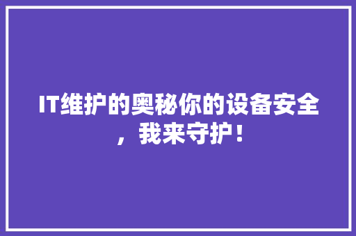 IT维护的奥秘你的设备安全，我来守护！