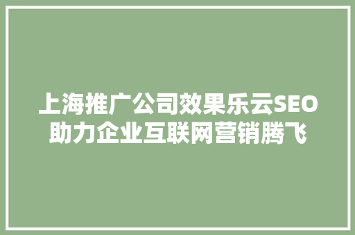 上海推广公司效果乐云SEO助力企业互联网营销腾飞