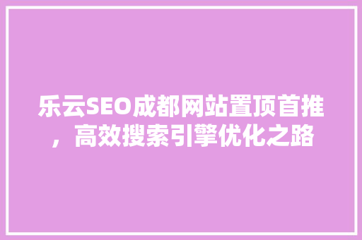 乐云SEO成都网站置顶首推，高效搜索引擎优化之路
