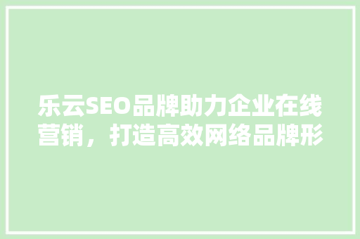 乐云SEO品牌助力企业在线营销，打造高效网络品牌形象