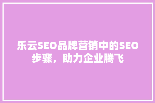 乐云SEO品牌营销中的SEO步骤，助力企业腾飞