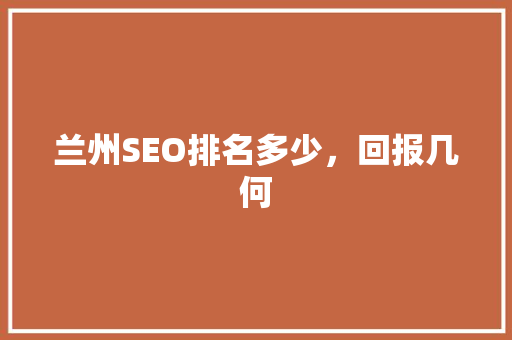兰州SEO排名多少，回报几何
