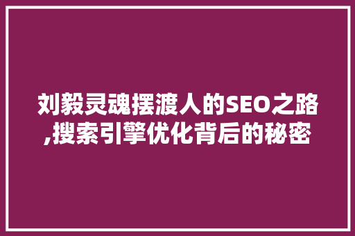 刘毅灵魂摆渡人的SEO之路,搜索引擎优化背后的秘密
