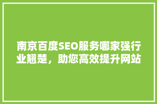 南京百度SEO服务哪家强行业翘楚，助您高效提升网站排名