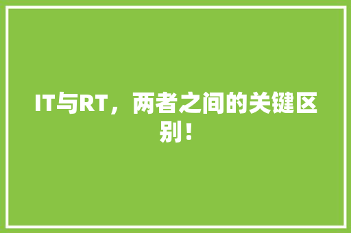 IT与RT，两者之间的关键区别！