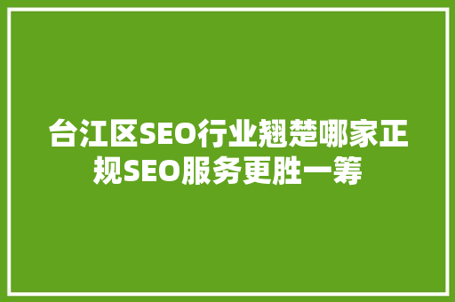 台江区SEO行业翘楚哪家正规SEO服务更胜一筹