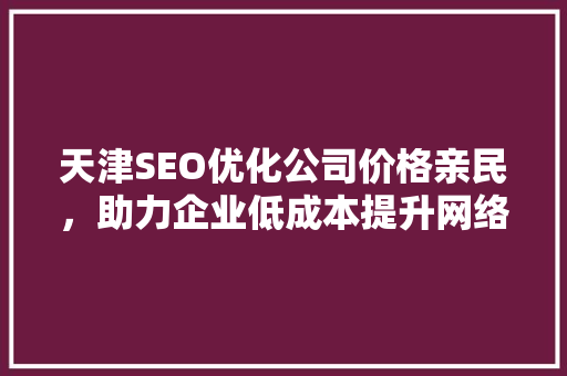 天津SEO优化公司价格亲民，助力企业低成本提升网络竞争力
