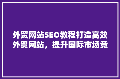 外贸网站SEO教程打造高效外贸网站，提升国际市场竞争力