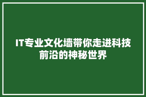 IT专业文化墙带你走进科技前沿的神秘世界