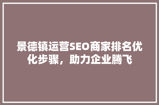 景德镇运营SEO商家排名优化步骤，助力企业腾飞