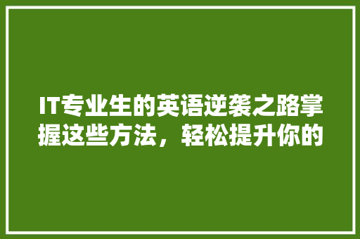 IT专业生的英语逆袭之路掌握这些方法，轻松提升你的英语水平！
