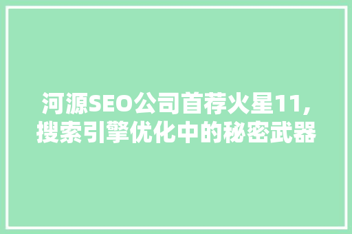 河源SEO公司首荐火星11,搜索引擎优化中的秘密武器