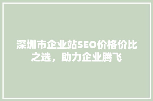深圳市企业站SEO价格价比之选，助力企业腾飞