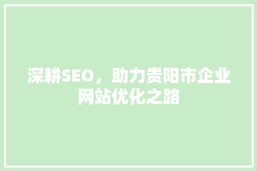 深耕SEO，助力贵阳市企业网站优化之路
